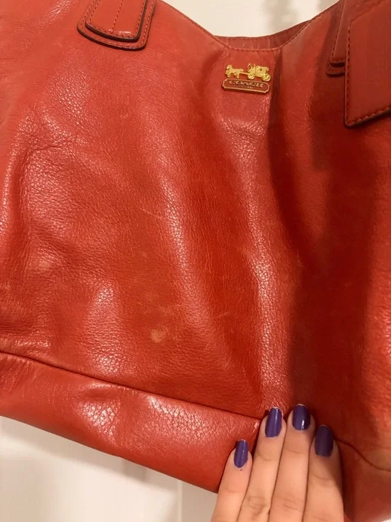 Coach Madison Burnt Orange Tote with Gold Chain-Strap - Picture 3 of 6